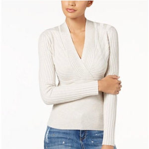 INC Women's White Multi-Directional Knit Long Sleeve Sweater Size XL NWT